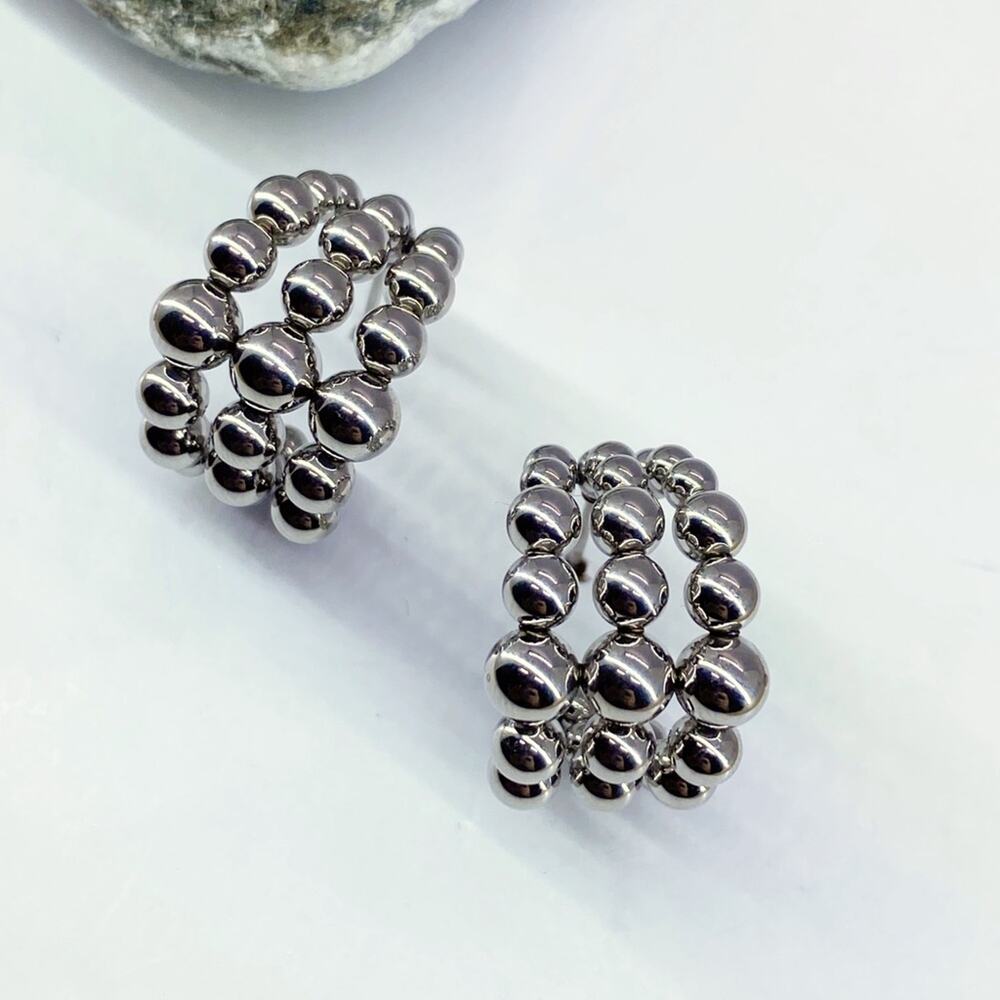 NEW Silver Bubble Hoop Earrings - Picture 5 of 12